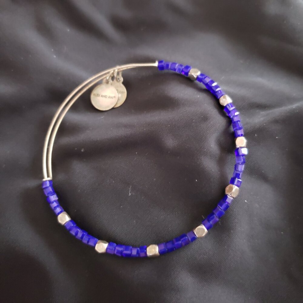 Alex and Ani Blue Beaded Charm Bangle Express Yourself LOVE    A  317